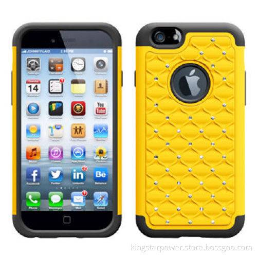 Case for iPhone 6, Crystal Diamond Rhinestone Studded, PC Silicone Material